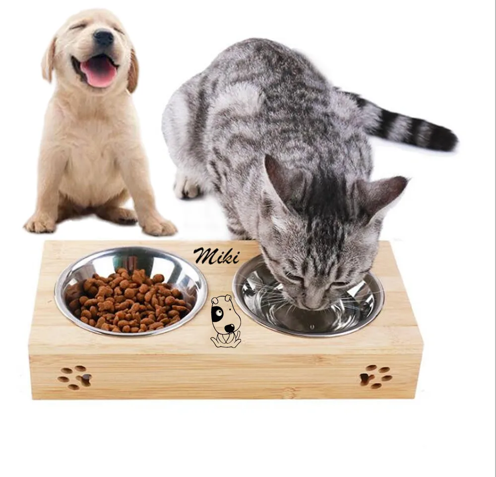 

Personalised Dog&Cat Bowl, Wooden Pet Bowl, Name and Photo Customization
