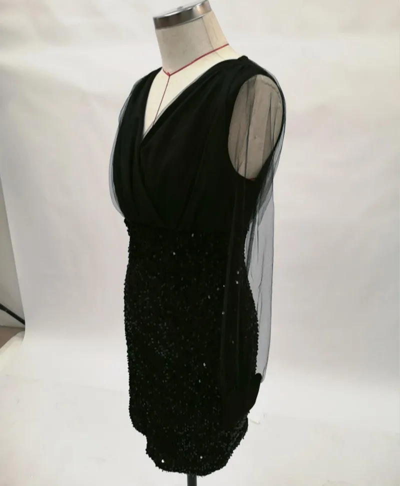 Женское платье лидер продаж черное сексуальное короткое офисное большого