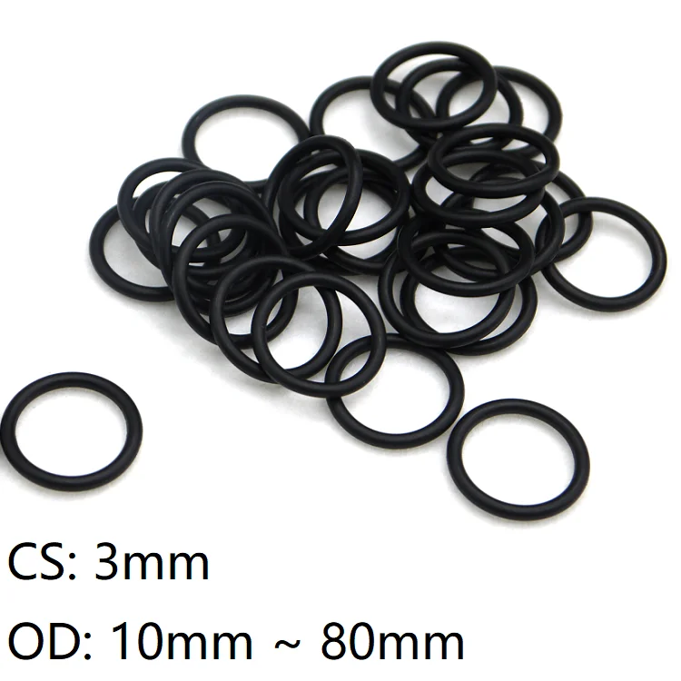Черное уплотнительное кольцо CS 3 мм OD 10 ~ 80 NBR автомобильная Нитриловая Резина