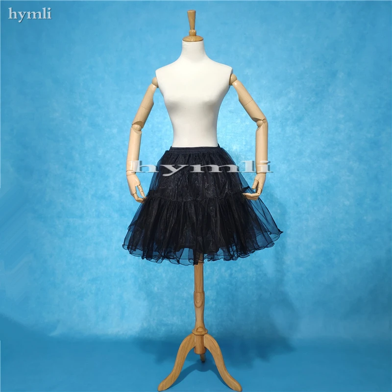 

Black New Crystal Yarn Cocktail Prom Party Crinoline Short Petticoat Slips Mini Skirts TUTU in Stock