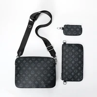 men 3 in 1 messenger handbag totefashion fashion brand pu crossbody bagprint totes clutchshoulder bag