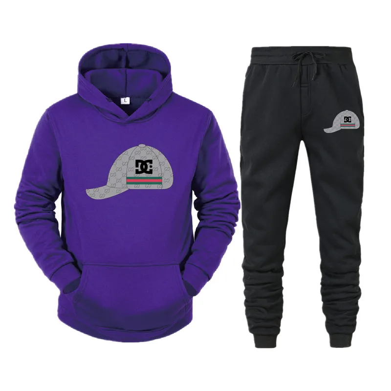 

2021 spring new men's Sweatshirt set, Sweatshirt + sweatpants, trendy hat print pullover, loose men's long sleeve top set
