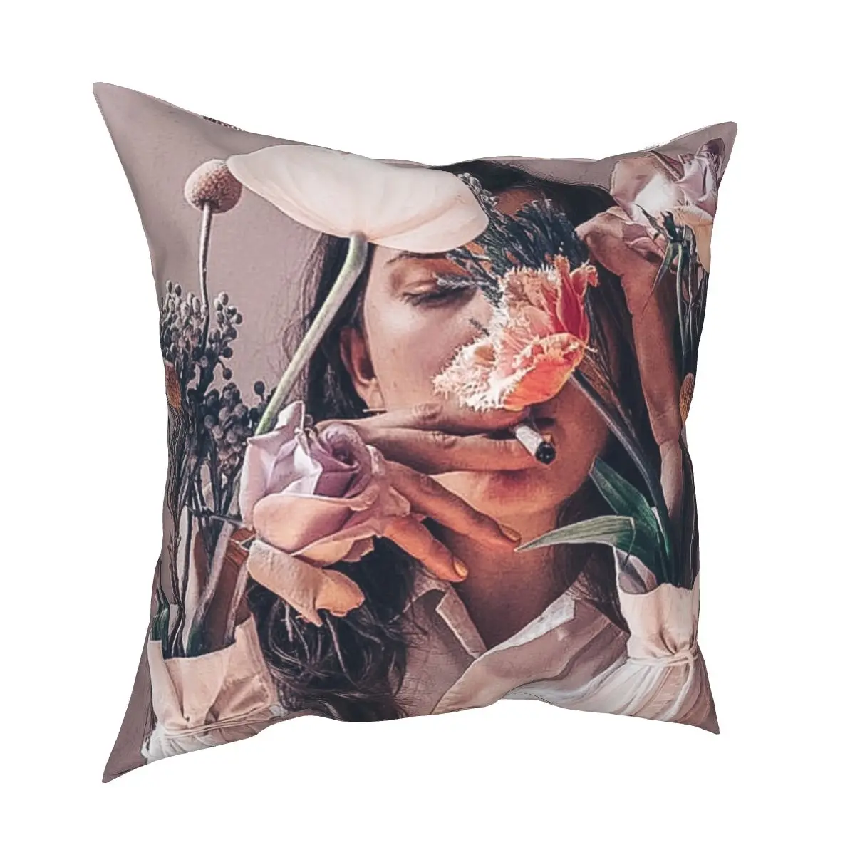 

Rose Beauty decorative cushion cover simple style 3D printing pillow cushion cover 45cm linen pillow cover culture