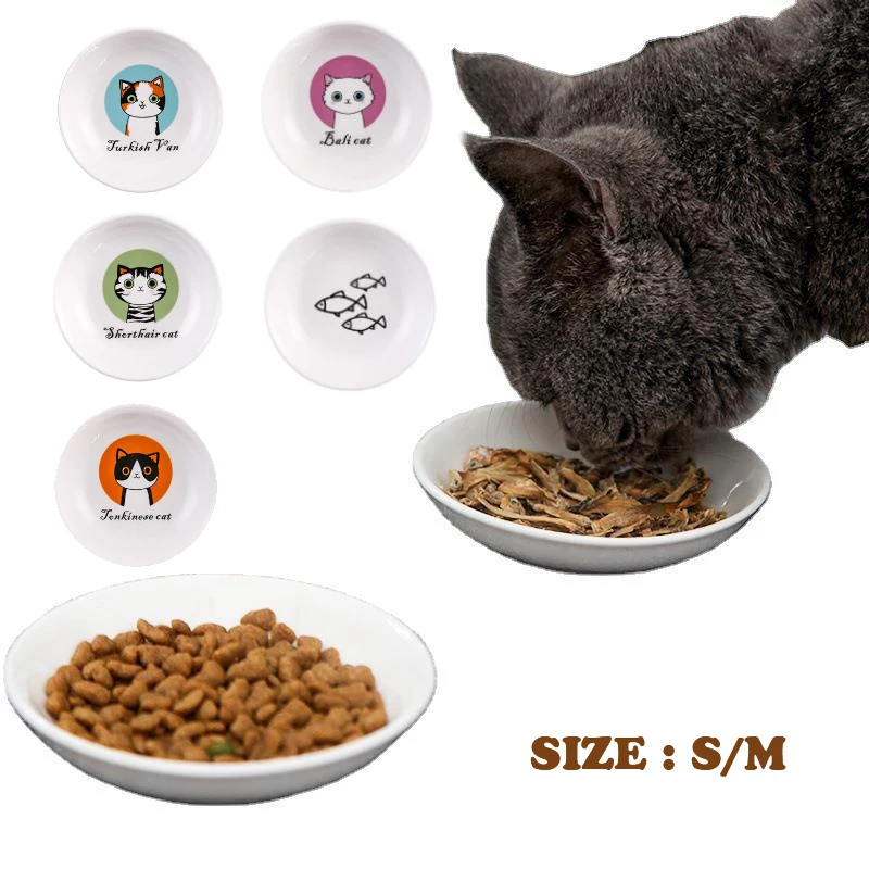 

2022 Creative Cute Cat Bowl Cartoon Dish Small Saucer Shape Mini Kitten Plate Ceramics Anti Skid Pet Supplies Comedero Gato