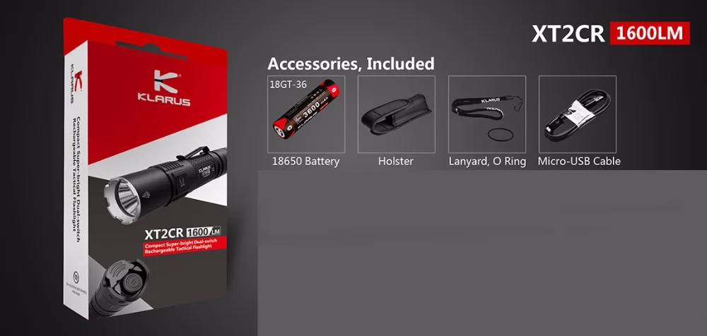 2019 KLARUS XT2CR CREE XHP35 HD E4 светодиодный фонарик 1600 люмен компактный супер-яркий