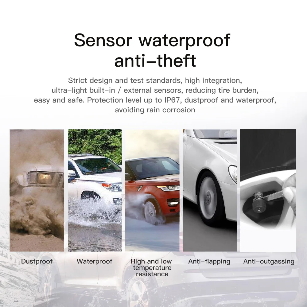 Vehemo Wireless TPMS Tire Pressure External Sensor Real Time Display LCD Solar Power Gauge Tyre Anti Explosion Pressure|Датчик давления