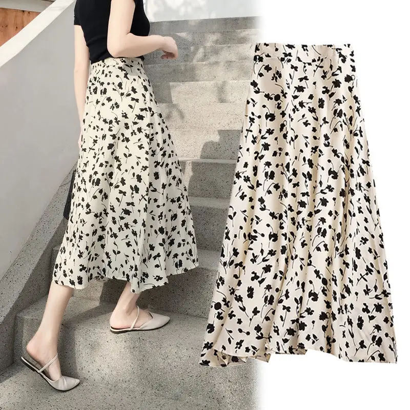 

Floral A-line skirt summer 2021 new versatile high waist slim retro small floral skirt