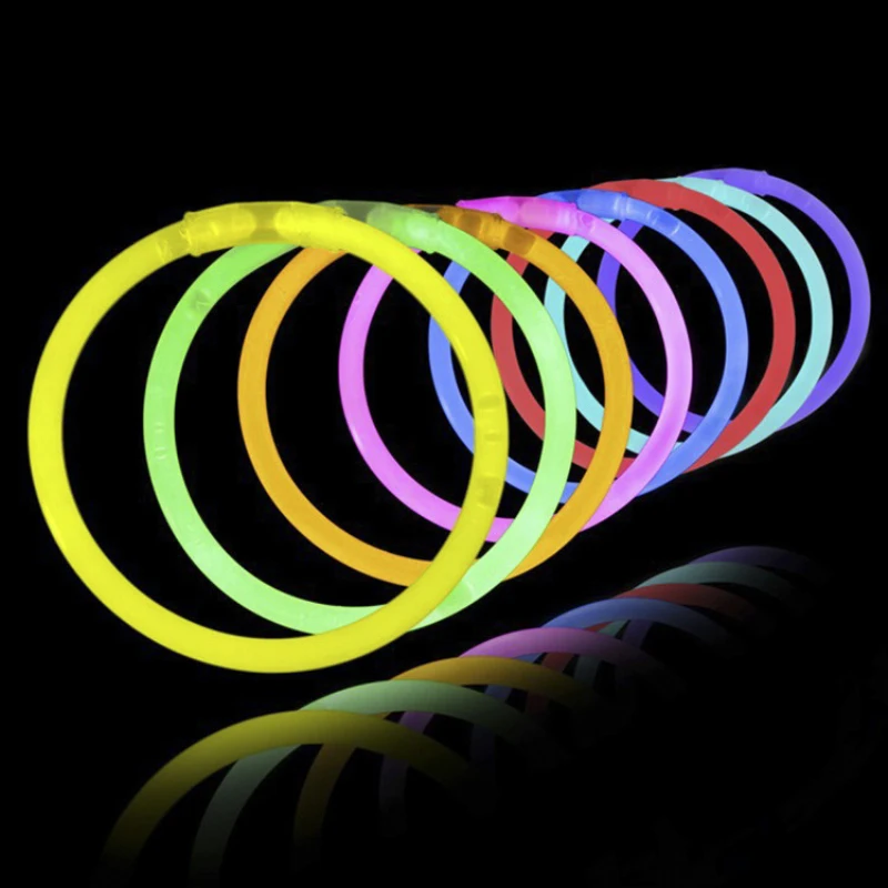 

100Pcs Fluorescence Sticks Glow Light Bracelet Necklaces Propose Wedding Performance Party Glow Prop Colorful Light Halloween