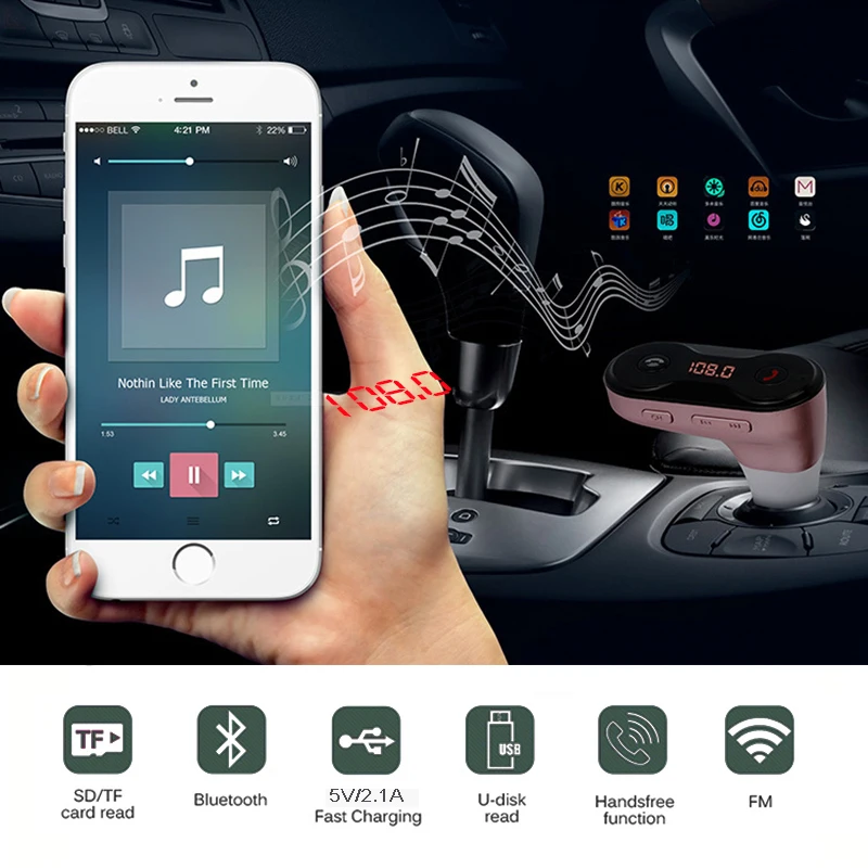 Беспроводной FM трансмиттер JINSERTAR модулятор Bluetooth автомобильный комплект