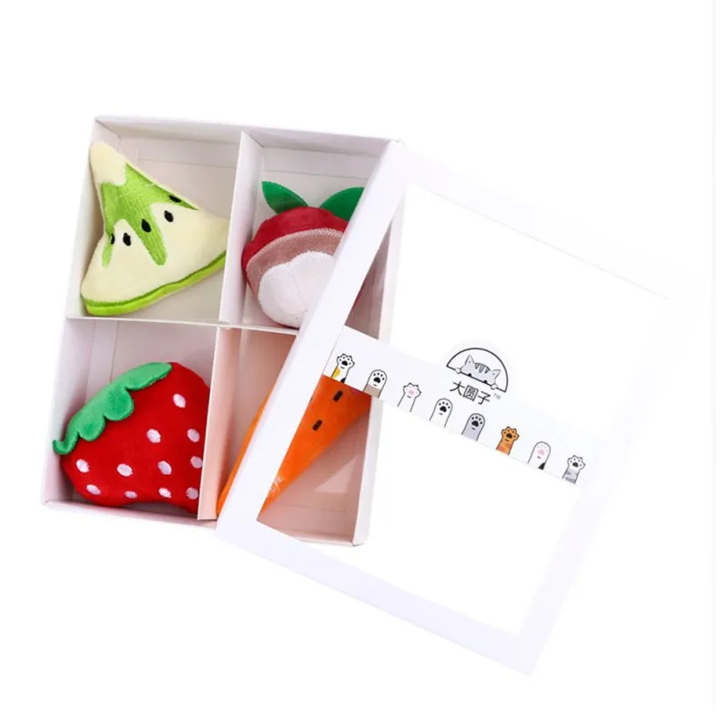 

Pets Cute Cat Toys Accessories 4 Piece Interactive Funny Kitten Teeth Grinding Cat Plush Toys Dropship