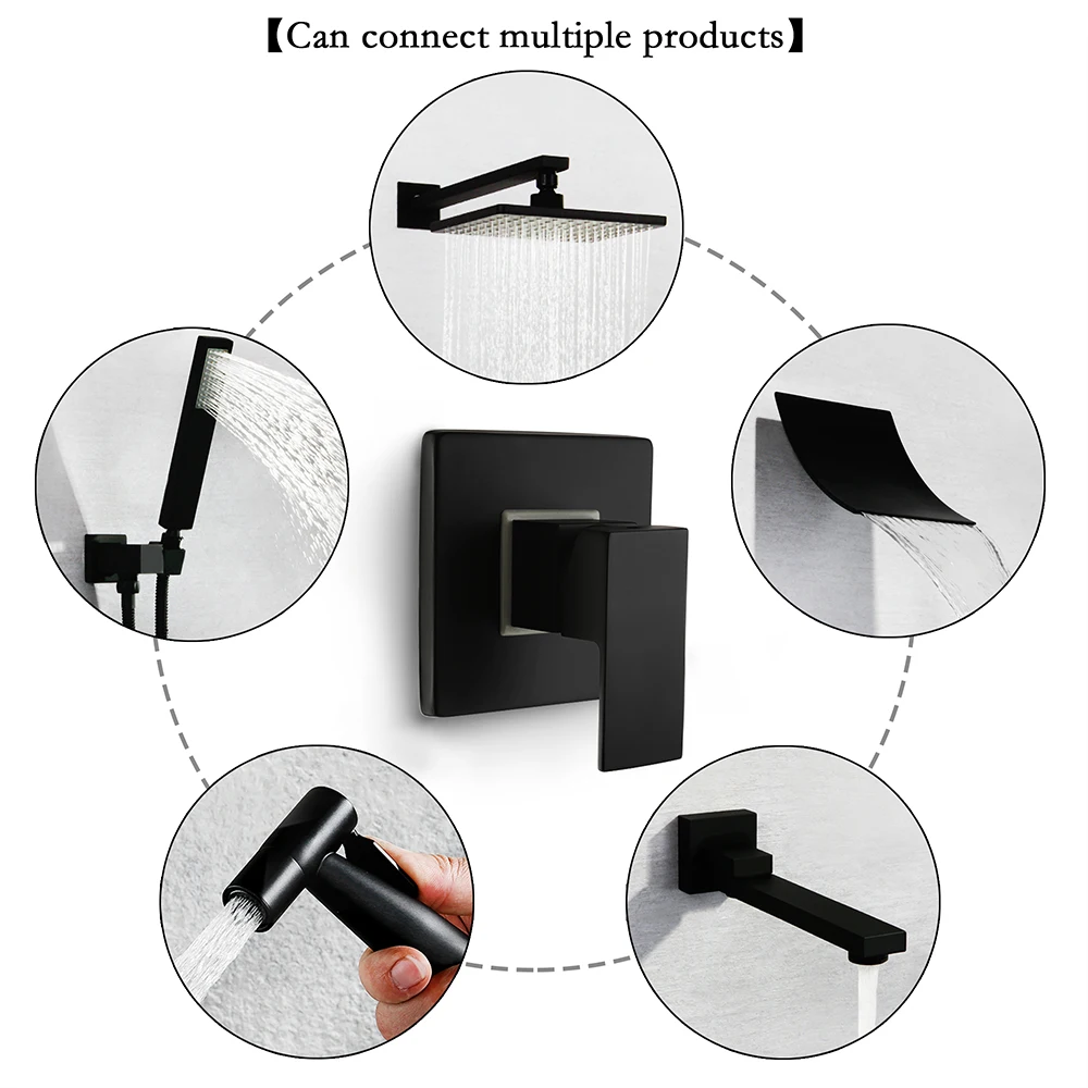 

2021Latest Mixing Hot and Cold Valve Body Faucet Copper Black Single Handle Concealed Shower Mixer Bathroom in-Wall Type