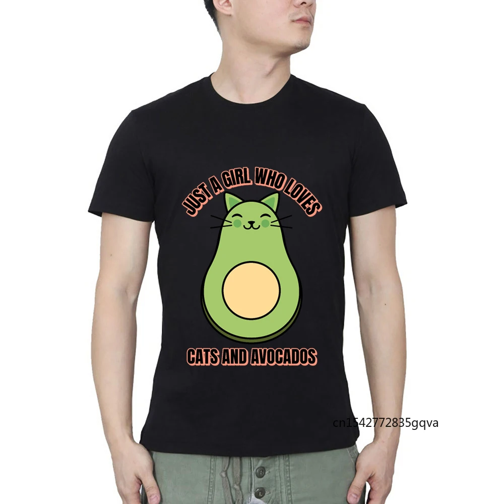 

Just A Girl Who Loves Cats and Avocado T-shirt Streetwear O Neck Casual Summer Graphic T Shirts