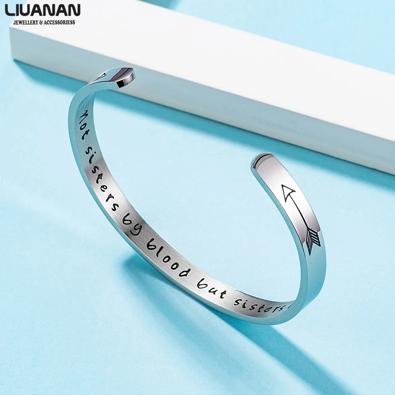 Best Friends Bracelets Graduation Farewell Gift Friendship Jewelry Not Sisters by Blood But Sisters by Heart Bangle Bracelet
