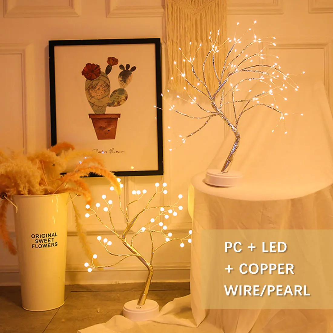 

Gypsophila Lights Pearl Tree Light Night Light Home Party Wedding Indoor Decoration Night Light Mini Christmas Tree LED Light