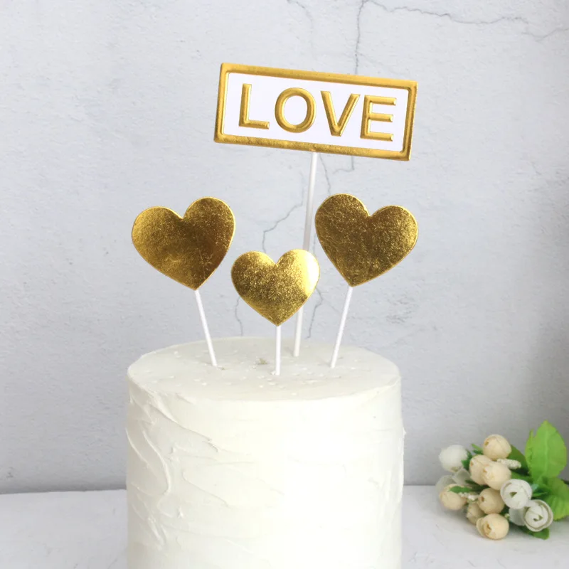 4 шт./компл. золотистая Серебристая звезда в форме сердца черная розовая