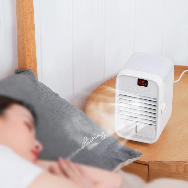 

Portable Battery Powered Air Cooler with Mood Lighting Portable Cooler with 3 Fan Speed USB Charging