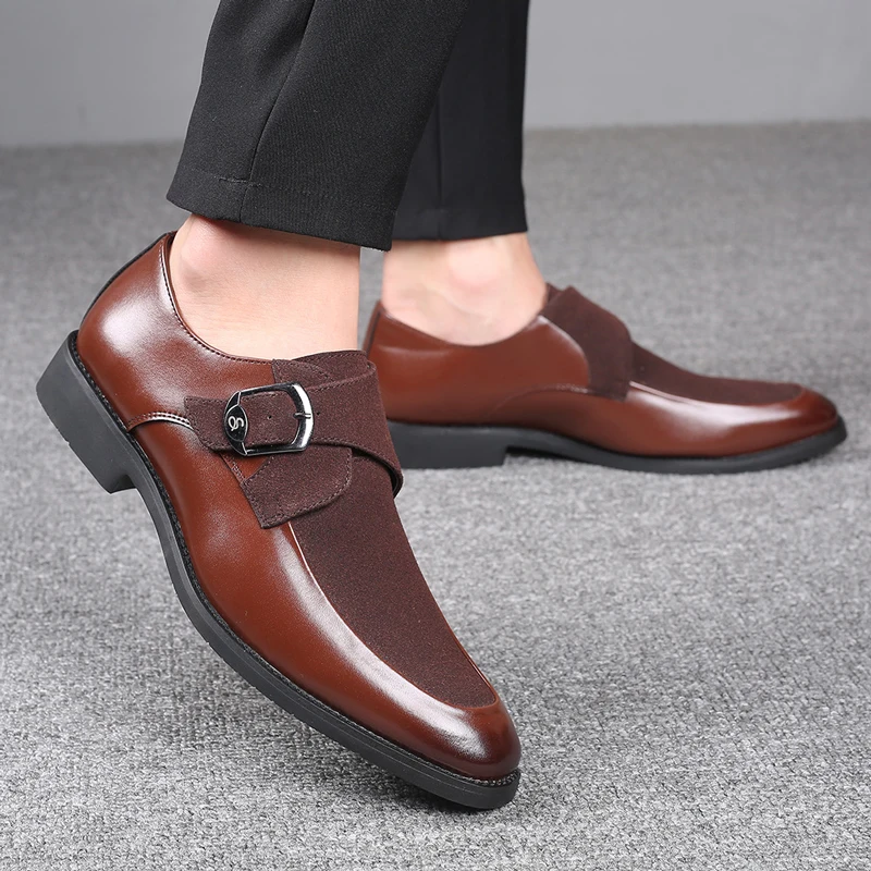 Туфли мужские из ПУ кожи Нескользящие пэчворк резина классические обувь для