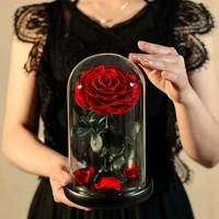mother day present artificial eternal flower home wedding decor with led valentine christmas new year gift eternal rose in glass