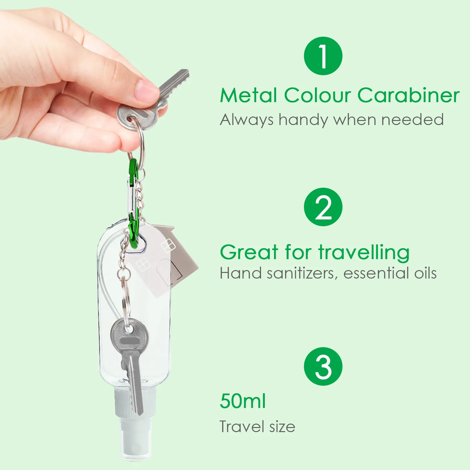 Дезинфицирующее средство для рук Герметичная Бутылка с карабином жидкости 1 7