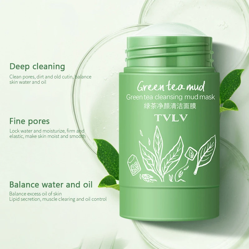 

Girl Green Tea Solid Mask Deep Cleaning Mud Mask Stick Oil Control Anti-Acne Eggplant Masks Purifying Clay Stick Mask Skin Care
