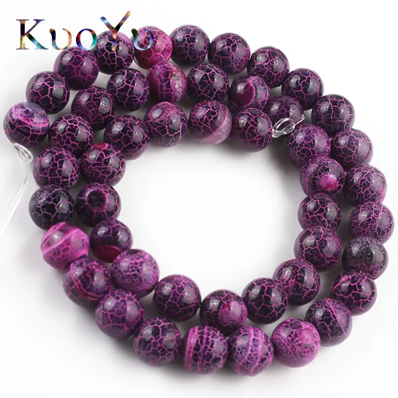 Натуральный камень Бусины фуксия трещины Мечта Огненный Агаты &quotвены дракона&quot