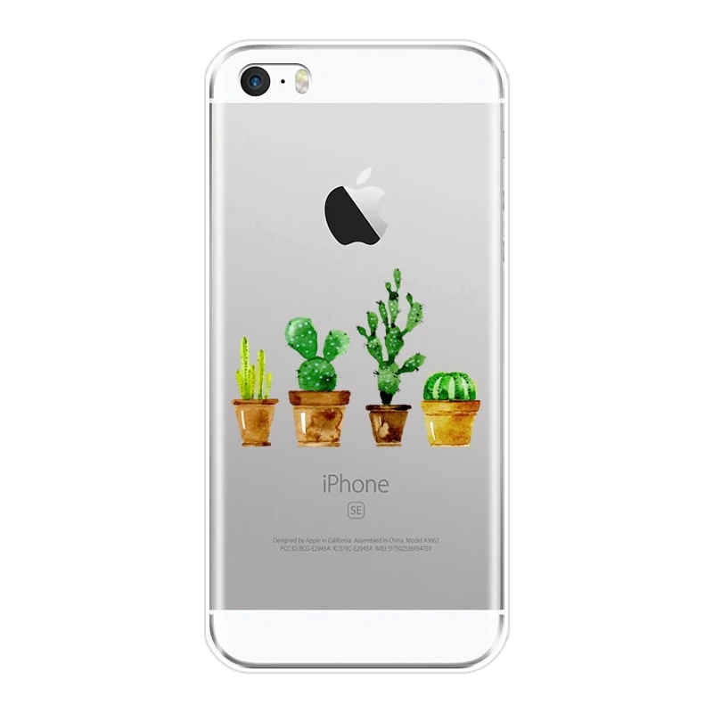 Cactus Flora Cute Flower Green Plants Cacti Floral Back Cover For iPhone 5C 5S SE 5 S Soft Silicone Phone Case 4S 4 |