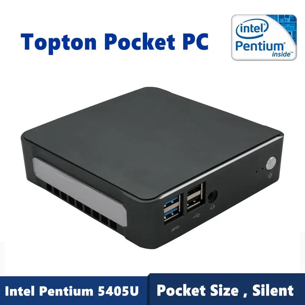 Мини-ПК Intel Patium 5405U офисный персональный небольшой настольный компьютер с четырехъядерным процессором Алюминий чехол, HDMI2.0 и DP Порты Wi-Fi 1000 Мбит порт LAN ПК