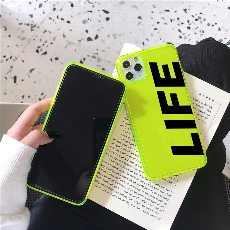 Флуоресцентный неоновый чехол для телефона с надписью COOL LIFE iPhone 11 Pro Max XR X XS 7 8 Plus