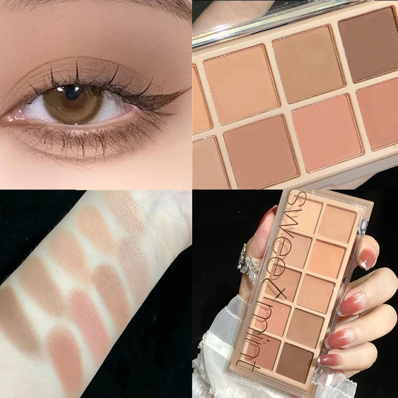 

Shimmer Matte Eyeshadow Palette Waterproof Long Lasting Glitter Pearlescent Nude Eye Shadow Eye Pigment Makeup Palette Cosmetic