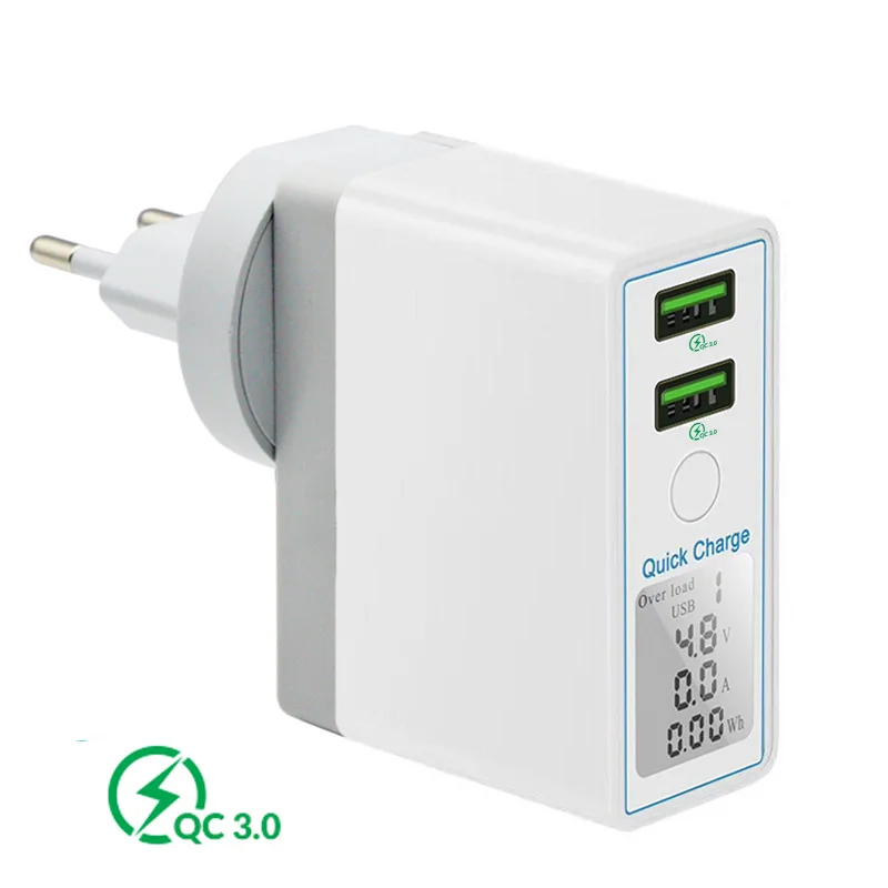 Светодиодный дисплей Dual USB Quick QC 3 0 зарядное устройство дорожный адаптер для