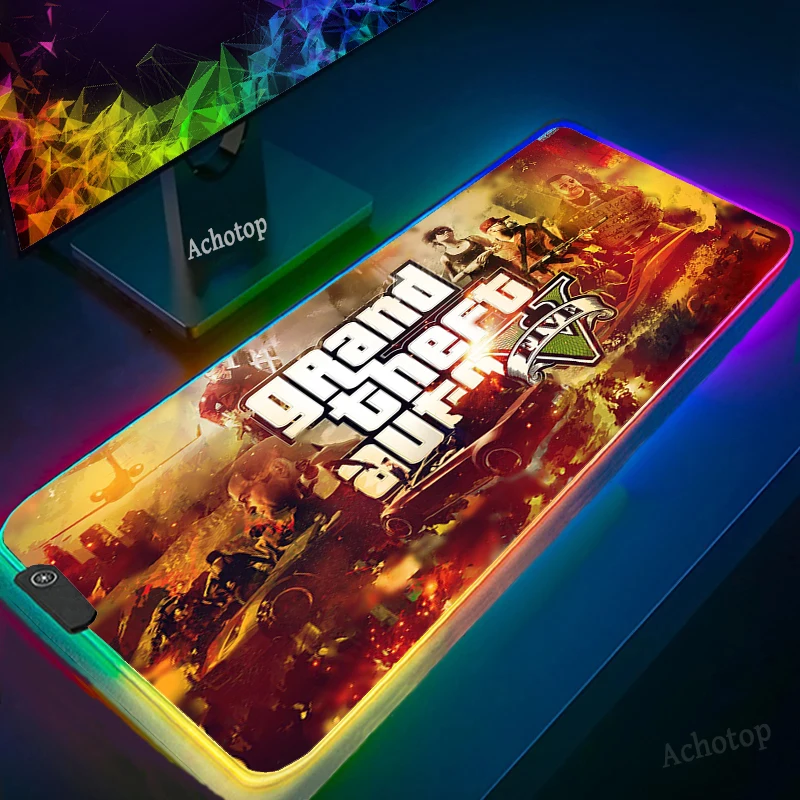 

GTA RGB Mouse Pad Big Size XXL Gamer Anti-slip LED Rubber mat Play Mats Gaming for USB Keyboard Laptop Computer Grand Theft Auto
