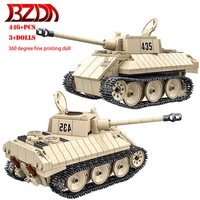 bzda ww2 vk 1602 leopard tank military building blocks tank armed combat soldiers model bricks birthday toys for boys gift
