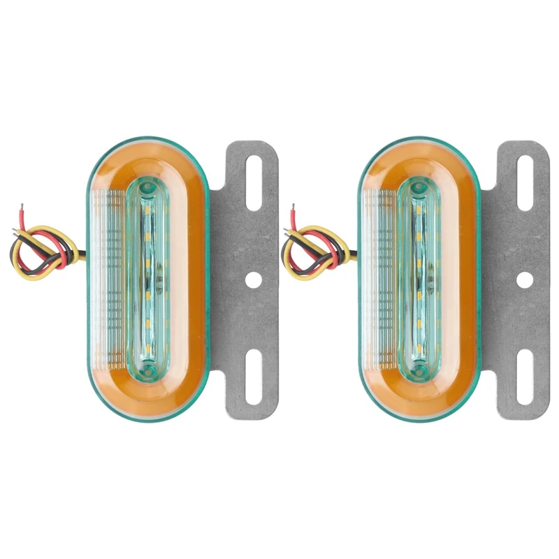 

4PCS 24V 12LED Yellow Light Guide Floor Lamp Tail Light Side Marker Light for Car Truck Trailer