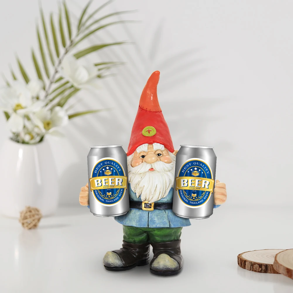 

Resin Beer Gnome Sculpture Art Statues Collecting Garden Ornament Home Decor Waterproof Corrosion Resistant Garden Decor