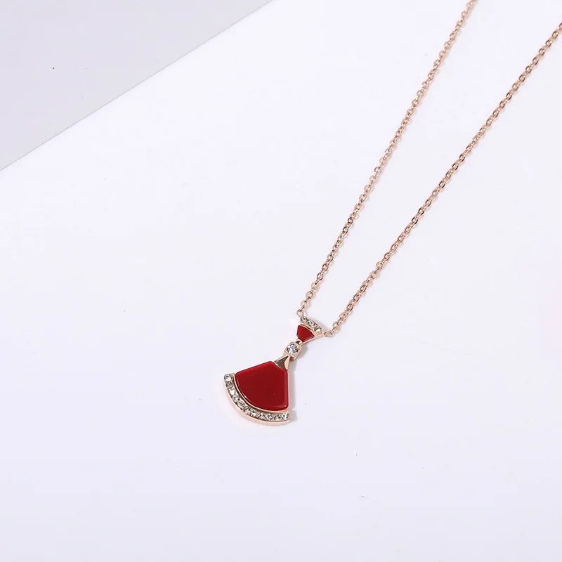 Простая модная юбка в форме веера Женское Ожерелье из титановой стали цепочка