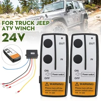 24v car wireless winch electric two remote control with manual transmitter set truck for jeep atv suv truck vehicle trailer kit