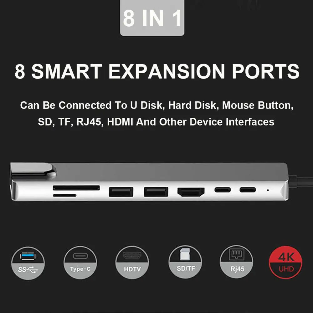USB 3 0 Type C концентратор к HDMI адаптеру 4K Thunderbolt с концентратором TF SD слот для чтения PD