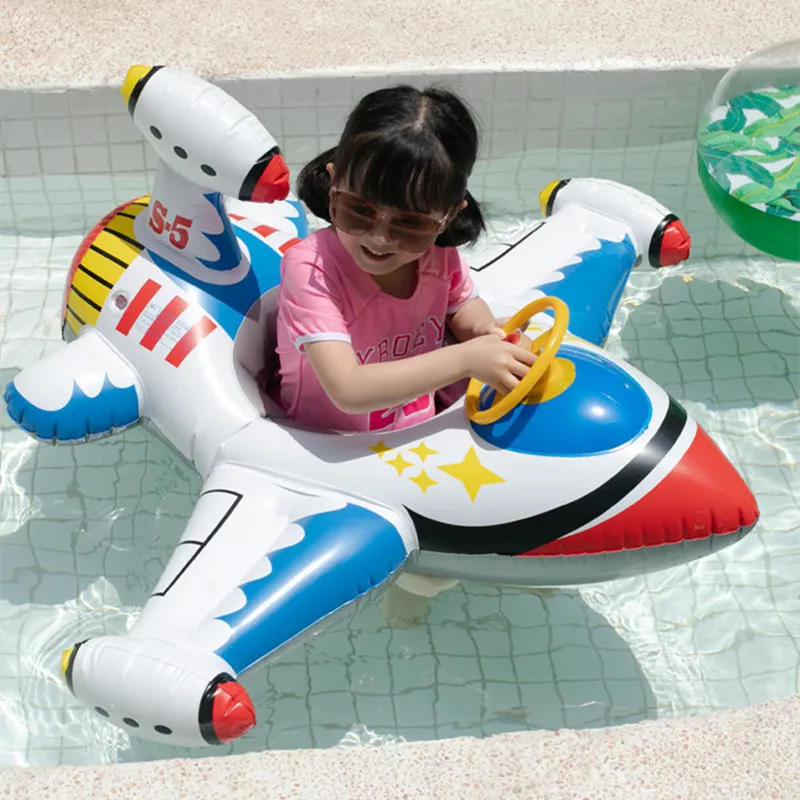 

2021 New Children's Water Play Sports Parent-child Interaction With Steering Wheel Airplane Ride Boat Thickened Swimming Ring