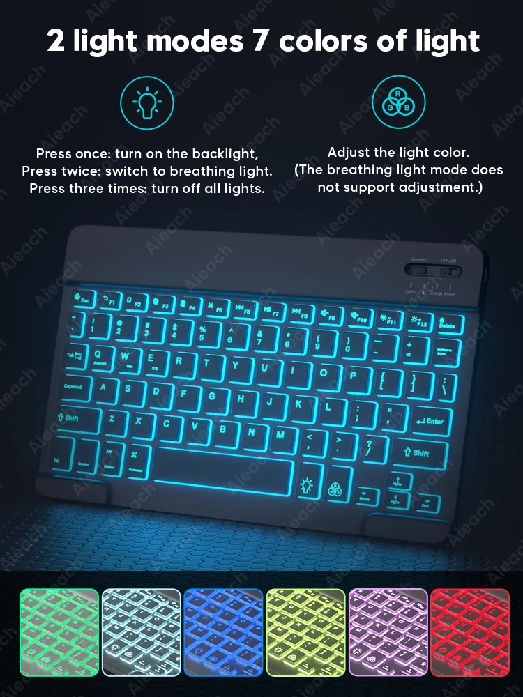 Фото Клавиатура Teclado с подсветкой совместимая Bluetooth для iPad Android Windows iOS телефона Клавиатура Teclado с подсветкой совместимая Bluetooth для iPad Android Windows iOS телефона