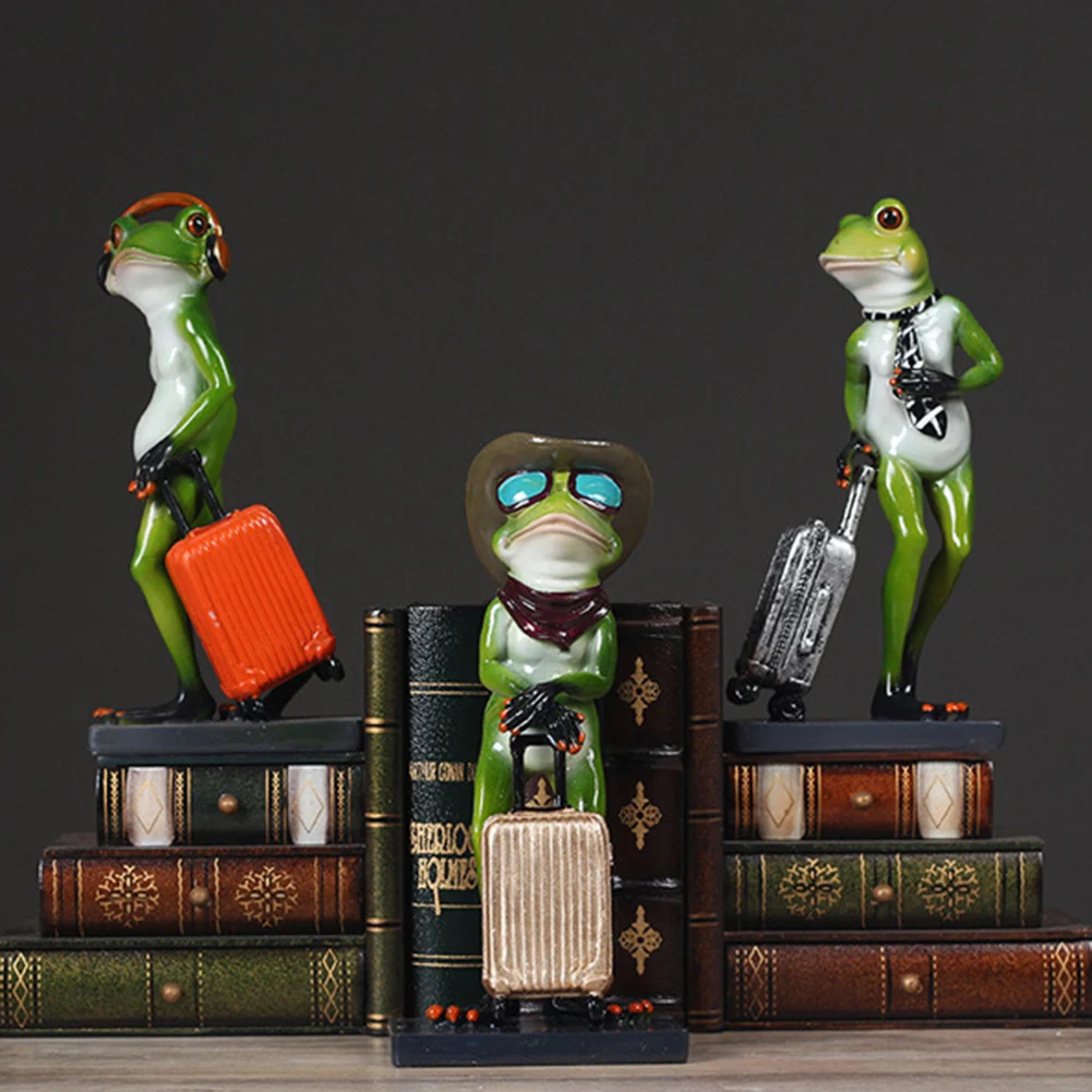 1 шт. 3D лягушка с чемоданом скульптурные фигурки каваи украшения для домашнего