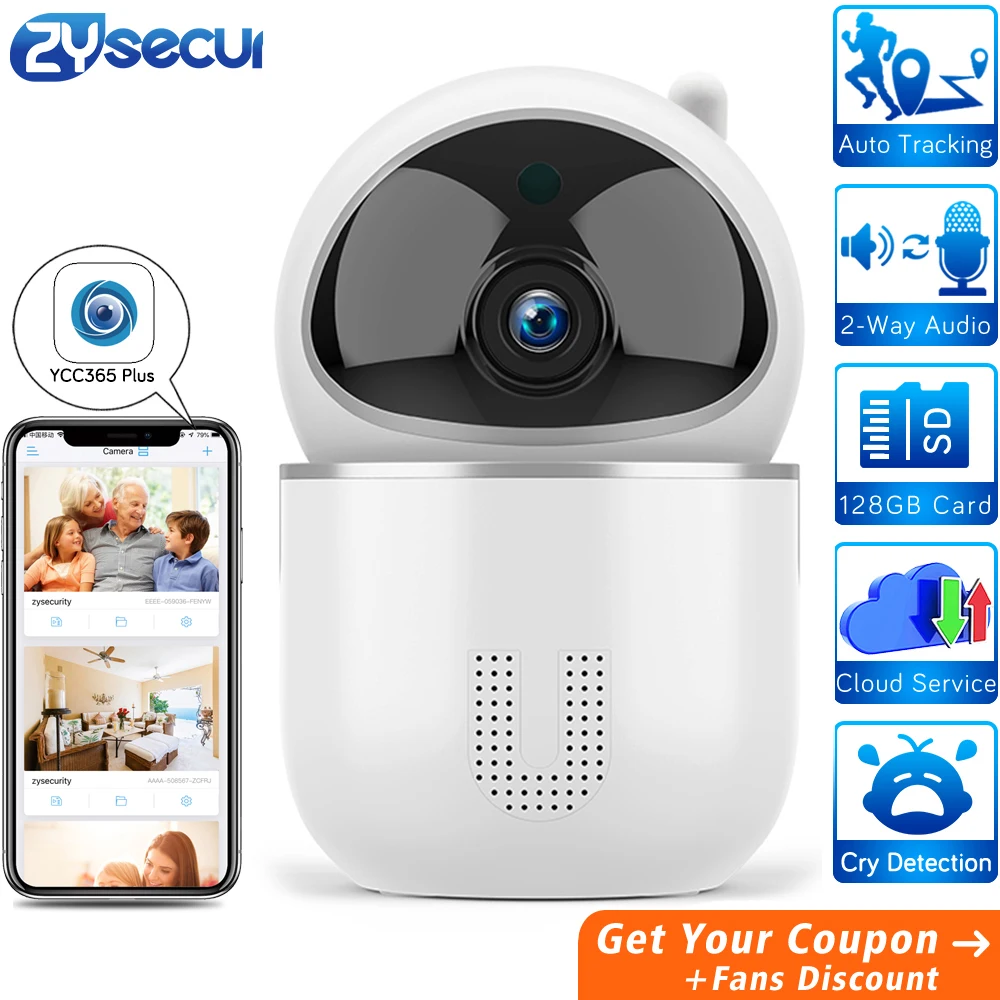 1536P камера наблюдения с автоматическим отслеживанием Wifi YCC365 облачная SD карта Домашняя безопасность беспроводная сеть CCTV IP камера PTZ с RJ45