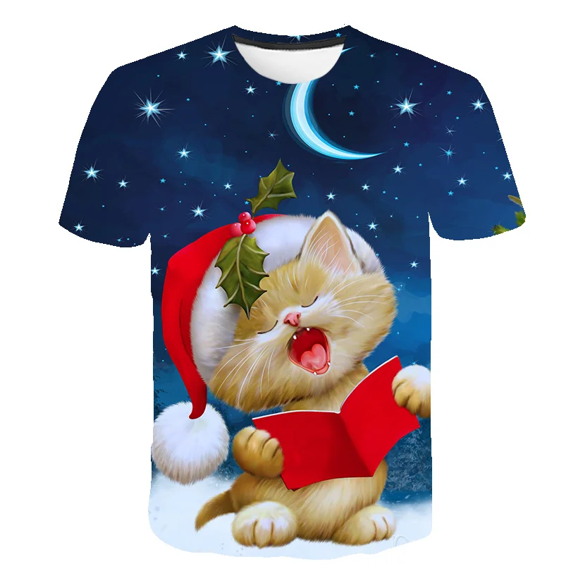 

Christmas Children T shirts Santa Claus 4-14 Y Baby Boys Girls Clothing Casual Cartoon 3D Print Two Snowman Party Merry T-shirt