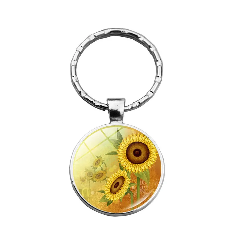WG 1pc Fashion Sunflower Keychain Keyring Pendant Time Gem Metal Jewellry Accessories Creative Gift | Украшения и аксессуары