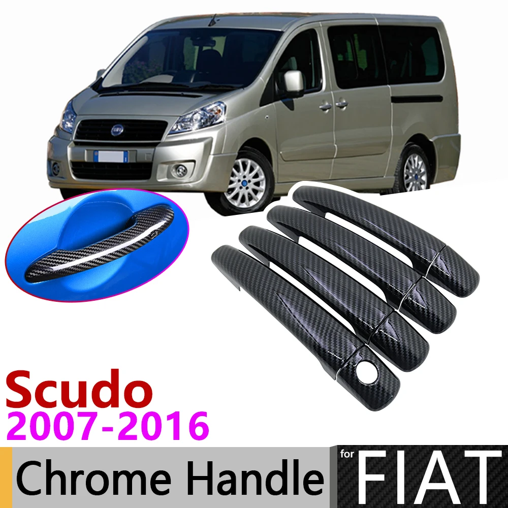 

Black Carbon Fiber Exterior Door Handle Cover for Fiat Scudo 2007~2016 2008 2009 2010 Car Accessories Stickers Trim Set Chrome
