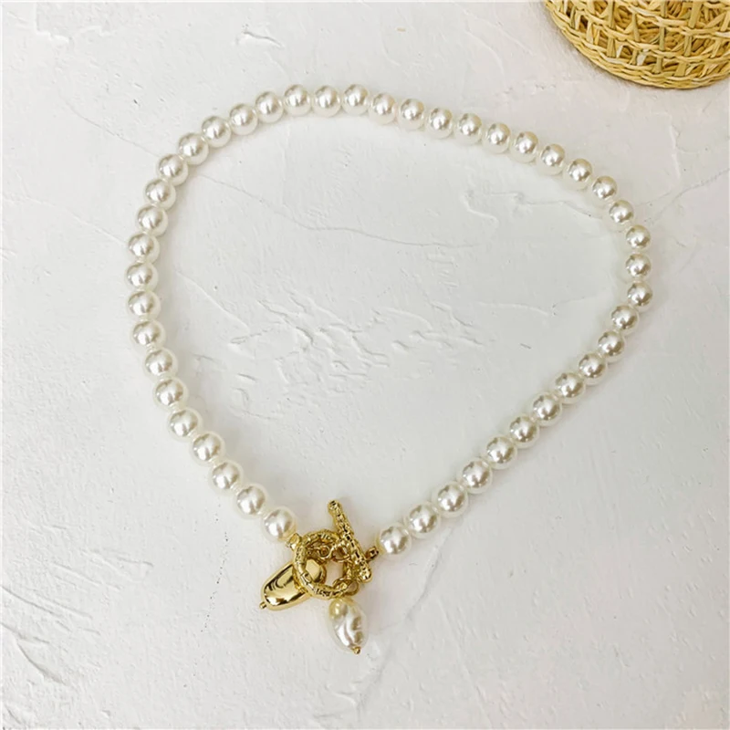 Ожерелье Peri'sbox с жемчугом из одной нити золотой застежкой-тогл крупное