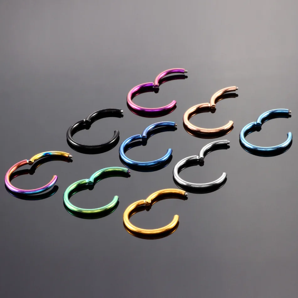 1PC G23 Titanium Hinged Segment Nose Ring 16g&amp14g Nipple Clicker Ear Cartilage Tragus Helix Lip Piercing Unisex Fashion Jewelry |