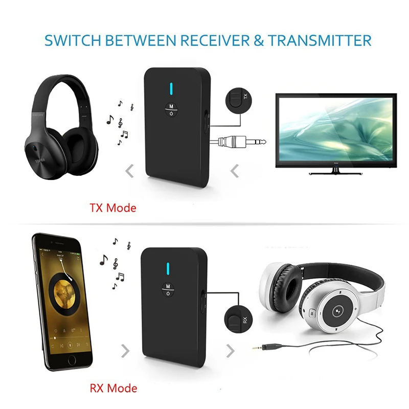 Bluetooth 5 0 передатчик приемник 2 в 1 bluetooth адаптер с микро Поддержка Hands free для ТВ