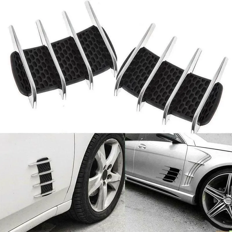 

1pcs Universal Car Side Air Flow Vent Fender Hole Cover Duct Auto Grille Shark Creative Intake Decoration Stickers Sticker J4G8