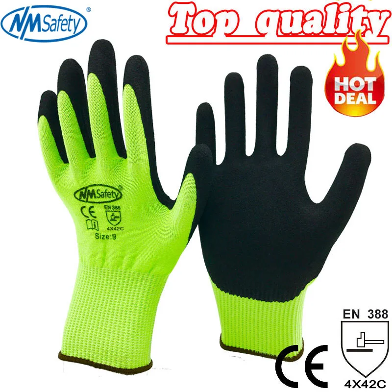 NMSafety 4 пары высокого качества супер мягкий тип Hi-viz Желтые Защитные порезные рабочие перчатки