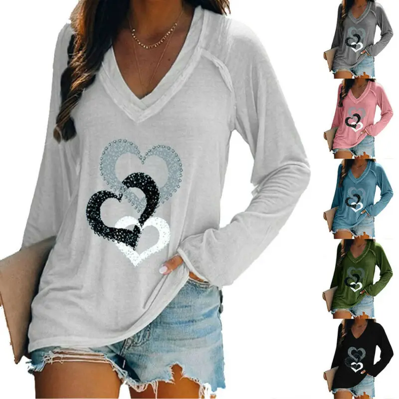 

Basic Autumn Casual Women Casual Blouse T Shirt Print Tops Ladies Long Sleeve Tee Pullover 2021 Fashion New